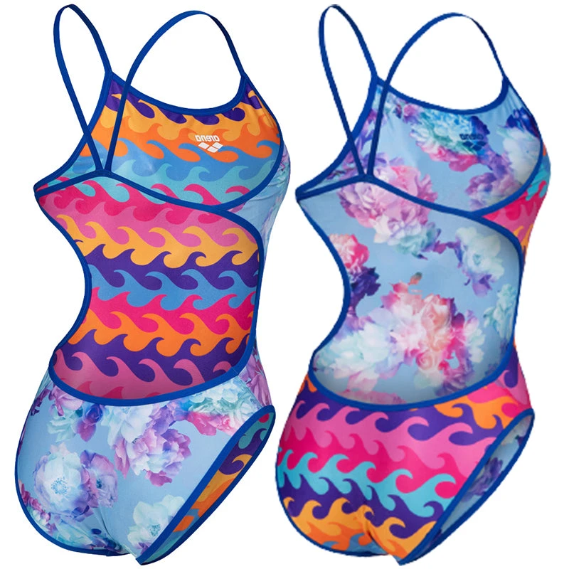 Arena - Allover Reversible Challenge Back Ladies Swimsuit - Neon Blue-Multi 7 Arena - Allover Reversible Challenge Back Ladies Swimsuit - Neon Blue-Multi - Image 7