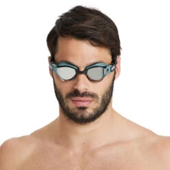 Arena - Cobra Tri Swipe Mirror Triathlon Goggles - Silver/Army -Swim and Beyond arena cobra tri swipe mirror triathlon goggles silver army 3