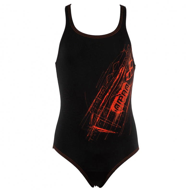 Arena - Drawy Swim Pro Back Junior Swimsuit - Black/Mango 2 Arena - Drawy Swim Pro Back Junior Swimsuit - Black/Mango - Image 2
