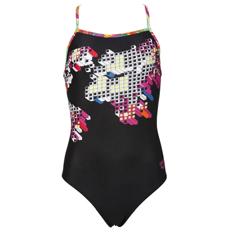 Arena - Fantacolor Swim Pro Back Junior Swimsuit - Black/Multi 2 Arena - Fantacolor Swim Pro Back Junior Swimsuit - Black/Multi - Image 2