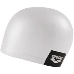 Arena - Logo Moulded Silicone Cap - White -Swim and Beyond arena logo moulded silicon cap white 3