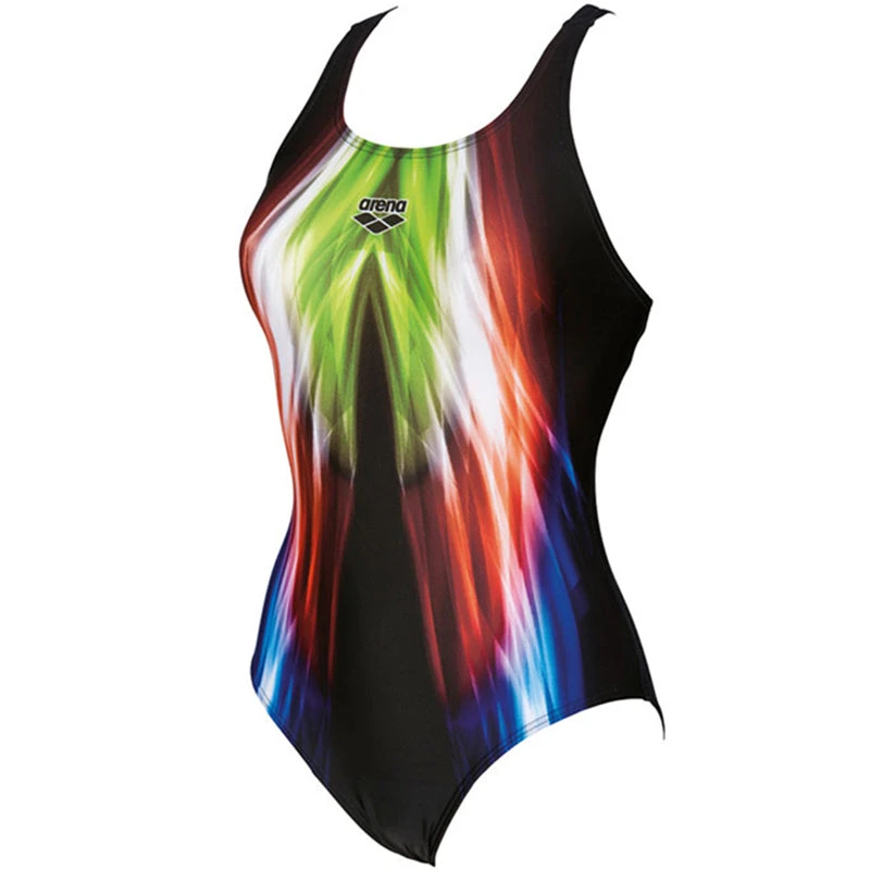 Arena - Shining V-Back Ladies Swimsuit - Black/Soft Green 3 Arena - Shining V-Back Ladies Swimsuit - Black/Soft Green - Image 3