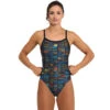 Arena - Slow Motion XCross Back Ladies Swimsuit - Black/Turquoise