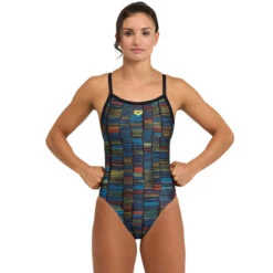 Arena - Slow Motion XCross Back Ladies Swimsuit - Black/Turquoise