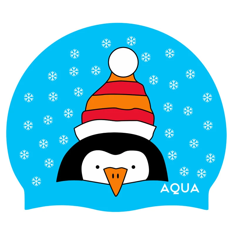 Aqua Chilly Penguin - Christmas Swim Hat 1 Aqua Chilly Penguin - Christmas Swim Hat