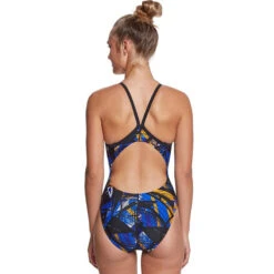 Dolfin - XtraSleek Eco Torrent V-2 Back Swimsuit (Blue/Gold) -Swim and Beyond dolfin blue gold torrent v back 175 ladies one piece swimsuit 3