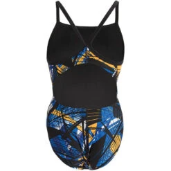 Dolfin - XtraSleek Eco Torrent V-2 Back Swimsuit (Blue/Gold) -Swim and Beyond dolfin blue gold torrent v back 175 ladies one piece swimsuit 5