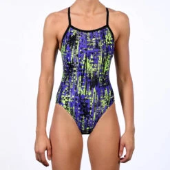Dolfin - XtraSleek Eco Jolt V-2 Back Swimsuit - Multi -Swim and Beyond dolfin jolt v back ladies one piece swimsuit multi 6