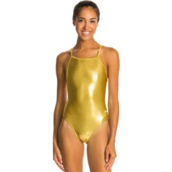 Dolfin - Metallics Gold V2 Back Ladies One Piece