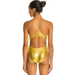 Dolfin - Metallics Gold V2 Back Ladies One Piece 8 Dolfin - Metallics Gold V2 Back Ladies One Piece -Swim and Beyond dolfin metallics gold v2 back womens one piece 3