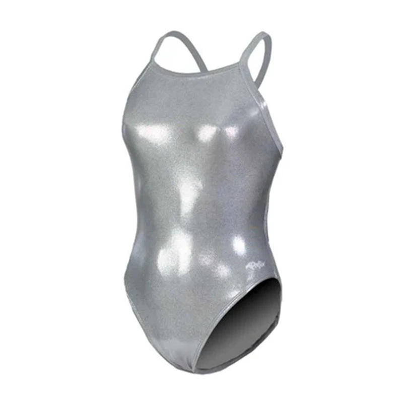 Dolfin - Metallics Silver V2 Back Girls One Piece 4 Dolfin - Metallics Silver V2 Back Girls One Piece - Image 4