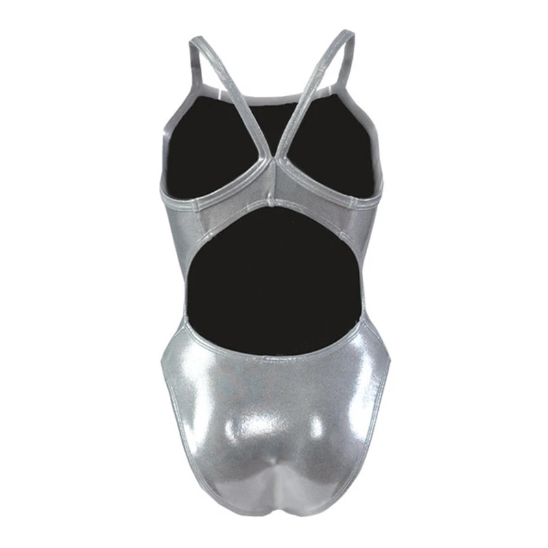 Dolfin - Metallics Silver V2 Back Girls One Piece 5 Dolfin - Metallics Silver V2 Back Girls One Piece - Image 5