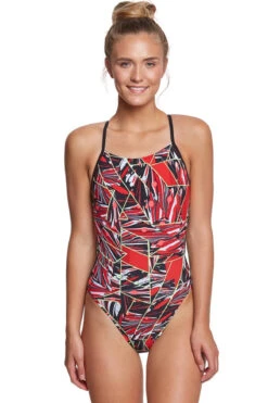 Dolfin - Graphlite Vantage Cross Back Swimsuit - Red -Swim and Beyond dolfin red vantage cross back ladies one piece swimsuit 5