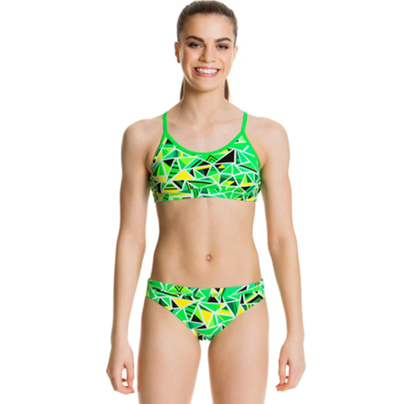 Funkita - Fluro Fracture - Girls Racerback Two Piece 1 Funkita - Fluro Fracture - Girls Racerback Two Piece