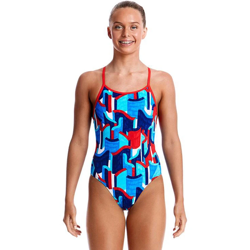 Funkita - Block Rock - Girls Diamond Back One Piece 1 Funkita - Block Rock - Girls Diamond Back One Piece