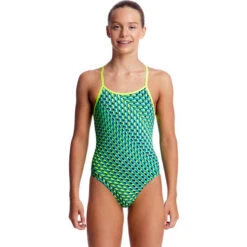 Funkita - Green Gator - Girls Diamond Back One Piece