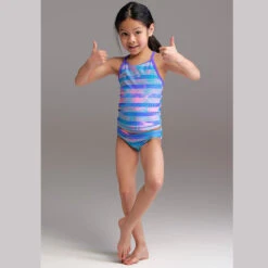 Funkita - Pastel Palm - Toddler Girl's Swim Steady Tankini & Brief -Swim and Beyond funkita pastel palm toddler girls swim steady tankini brief 5