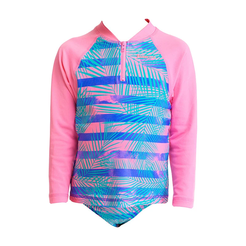 Funkita - Pastel Palm - Toddler Girl's Zippy Rash Vest 2 Funkita - Pastel Palm - Toddler Girl's Zippy Rash Vest - Image 2