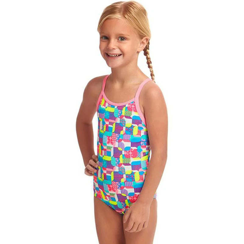 Funkita - Patched Up - Toddler Girl's Printed One Piece 1 Funkita - Patched Up - Toddler Girl's Printed One Piece