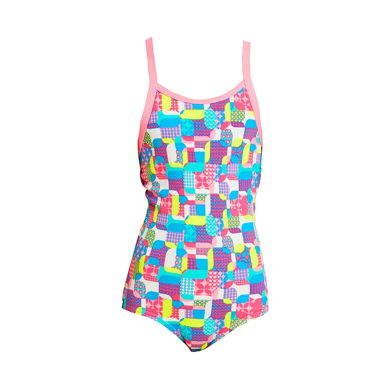 Funkita - Patched Up - Toddler Girl's Printed One Piece 2 Funkita - Patched Up - Toddler Girl's Printed One Piece - Image 2