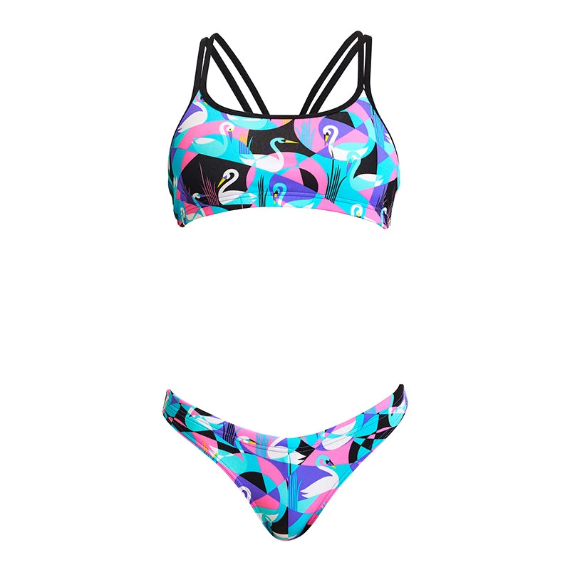 Funkita - Swan Around - Girls Eco Criss Cross Two Piece 2 Funkita - Swan Around - Girls Eco Criss Cross Two Piece - Image 2