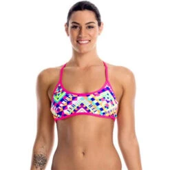 Funkita - White Diamond - Ladies Tie Down Bikini Top