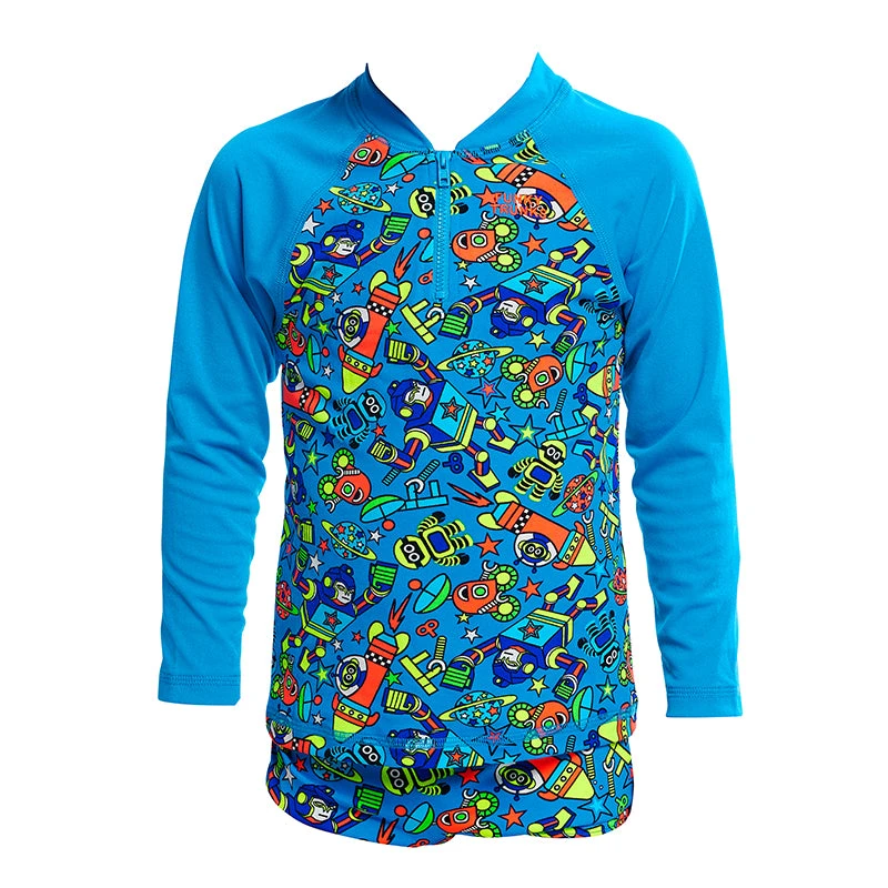 Funky Trunks - Beep Beep - Toddler Boys Zippy Rash Vest 2 Funky Trunks - Beep Beep - Toddler Boys Zippy Rash Vest - Image 2