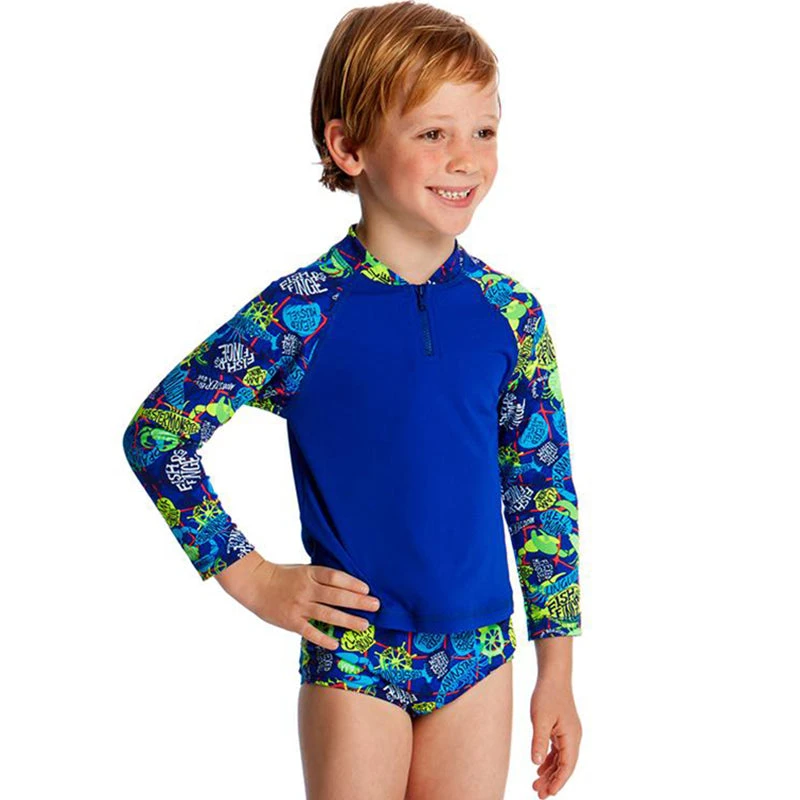 Funky Trunks - Catch Of The Day Toddler Boys Zippy Rash Vest 1 Funky Trunks - Catch Of The Day Toddler Boys Zippy Rash Vest