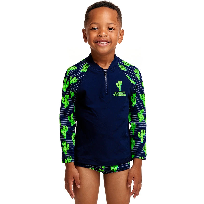 Funky Trunks - Prickly Pete - Toddler Boys Zippy Rash Vest 1 Funky Trunks - Prickly Pete - Toddler Boys Zippy Rash Vest