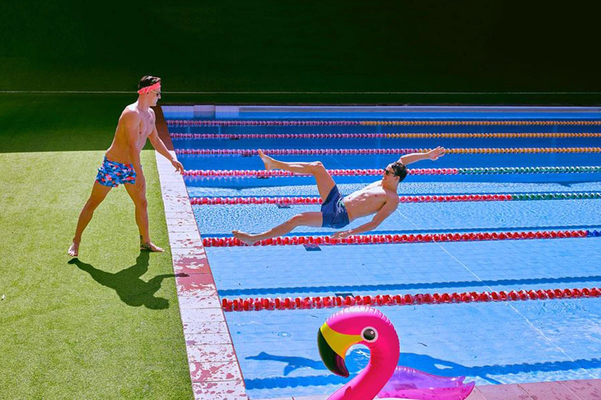 Funky Trunks - White Stripes Mens Shorty Shorts Short 6 Funky Trunks - White Stripes Mens Shorty Shorts Short - Image 6
