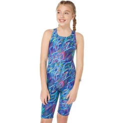 Maru Girls Swimwear - Aquarius Pacer Legsuit - Blue/Pink