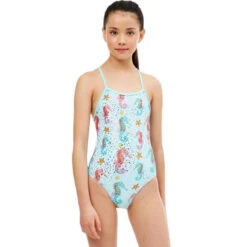 Maru - Bubbles Ecotech Sparkle Fly Back Girls Swimsuit - Aqua