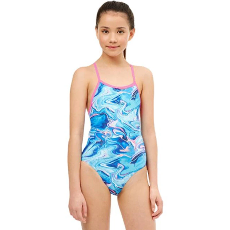 Maru - Marble Run Ecotech Sparkle Fly Back Girls Swimsuit - Blue/Pink 1 Maru - Marble Run Ecotech Sparkle Fly Back Girls Swimsuit - Blue/Pink