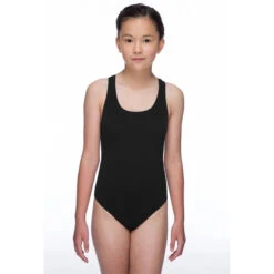 Maru - Solid Pacer Open Back Girls Swimsuit - Black