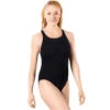 Maru - Solid Pacer Open Back Ladies Swimsuit - Black