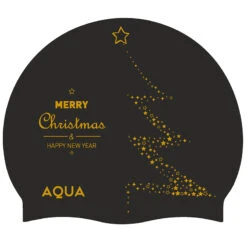 Aqua Merry Christmas Gold - Silicone Swim Hat