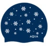 Aqua Navy Snowflakes - Silicone Swim Hat