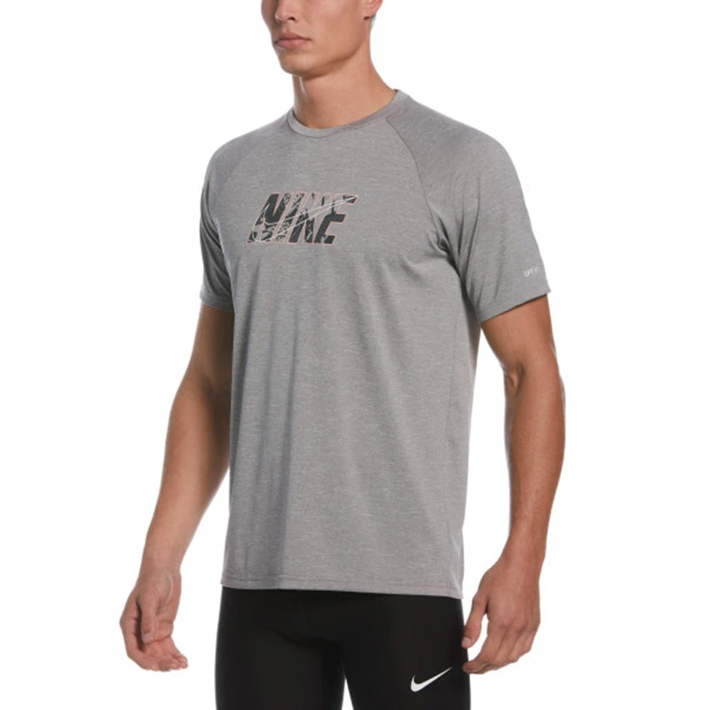 Nike - Collage Logo Short Sleeve Hydroguard (Particle Grey) 1 Nike - Collage Logo Short Sleeve Hydroguard (Particle Grey)