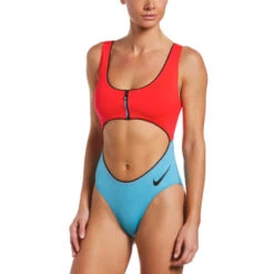Nike - Colorblock Cutout One Piece (Bright Crimson) 5 Nike - Colorblock Cutout One Piece (Bright Crimson) -Swim and Beyond nike colorblock cutout one piece bright crimson 3