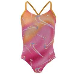 Nike - Girl's Aurora Swoosh Crossback One Piece (Pink Spell) -Swim and Beyond nike girls aurora swoosh crossback one piece pink spell 3