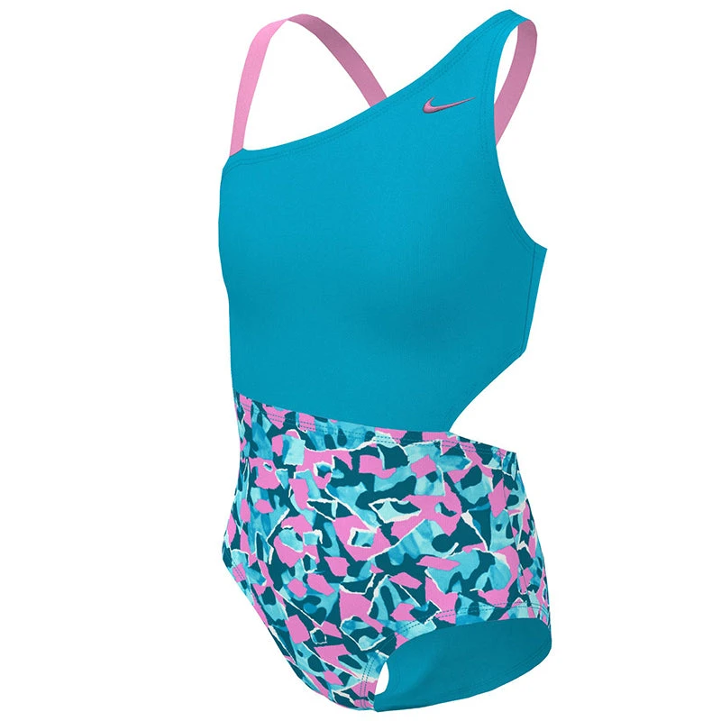 Nike - Girls' Shred Camo Asymmetrical Monokini (Blue Lightning) 6 Nike - Girls' Shred Camo Asymmetrical Monokini (Blue Lightning) - Image 6