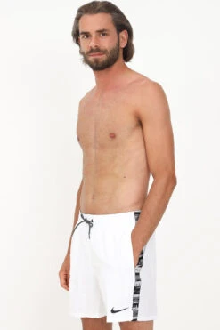 Nike - Logo Tape 5" Volley Short (White) -Swim and Beyond nike logo tape 5 volley short white 6