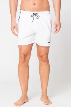 Nike - Logo Tape 5" Volley Short (White) -Swim and Beyond nike logo tape 5 volley short white 7