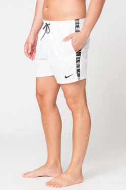 Nike - Logo Tape 5" Volley Short (White) -Swim and Beyond nike logo tape 5 volley short white 8