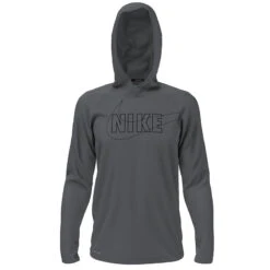 Nike - Outline Logo Long Sleeve Hooded Hydroguard (Iron Grey) -Swim and Beyond nike outline logo long sleeve hooded hydroguard iron grey 3