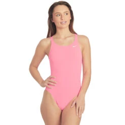 Nike - Poly Solid Hydrastrong Fastback One Piece (Polarized Pink)