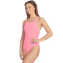 Nike - Poly Solid Hydrastrong Fastback One Piece (Polarized Pink) -Swim and Beyond nike poly solid hydrastrong fastback one piece polarized pink 4