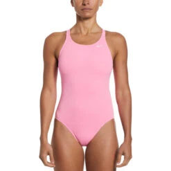 Nike - Poly Solid Hydrastrong Fastback One Piece (Polarized Pink) -Swim and Beyond nike poly solid hydrastrong fastback one piece polarized pink 6