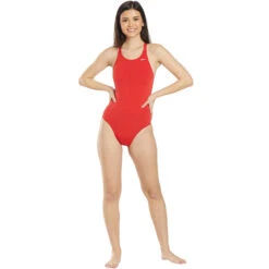 Nike - Poly Solid Hydrastrong Fastback One Piece (University Red) -Swim and Beyond nike poly solid hydrastrong fastback one piece university red 5