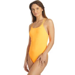 Nike - Solid Hydrastrong Spiderback One Piece (Bright Citrus) -Swim and Beyond nike solid hydrastrong spiderback one piece bright citrus 4